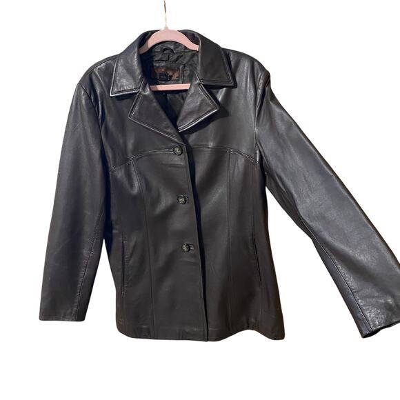 Siena Genuine Leather Jacket Chocolate Brown XL Button Front Mid-Length Coat - Picture 3 of 11